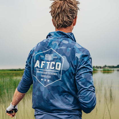Mens AFTCO OG Camo UVX LS Hooded Fishing Shirt