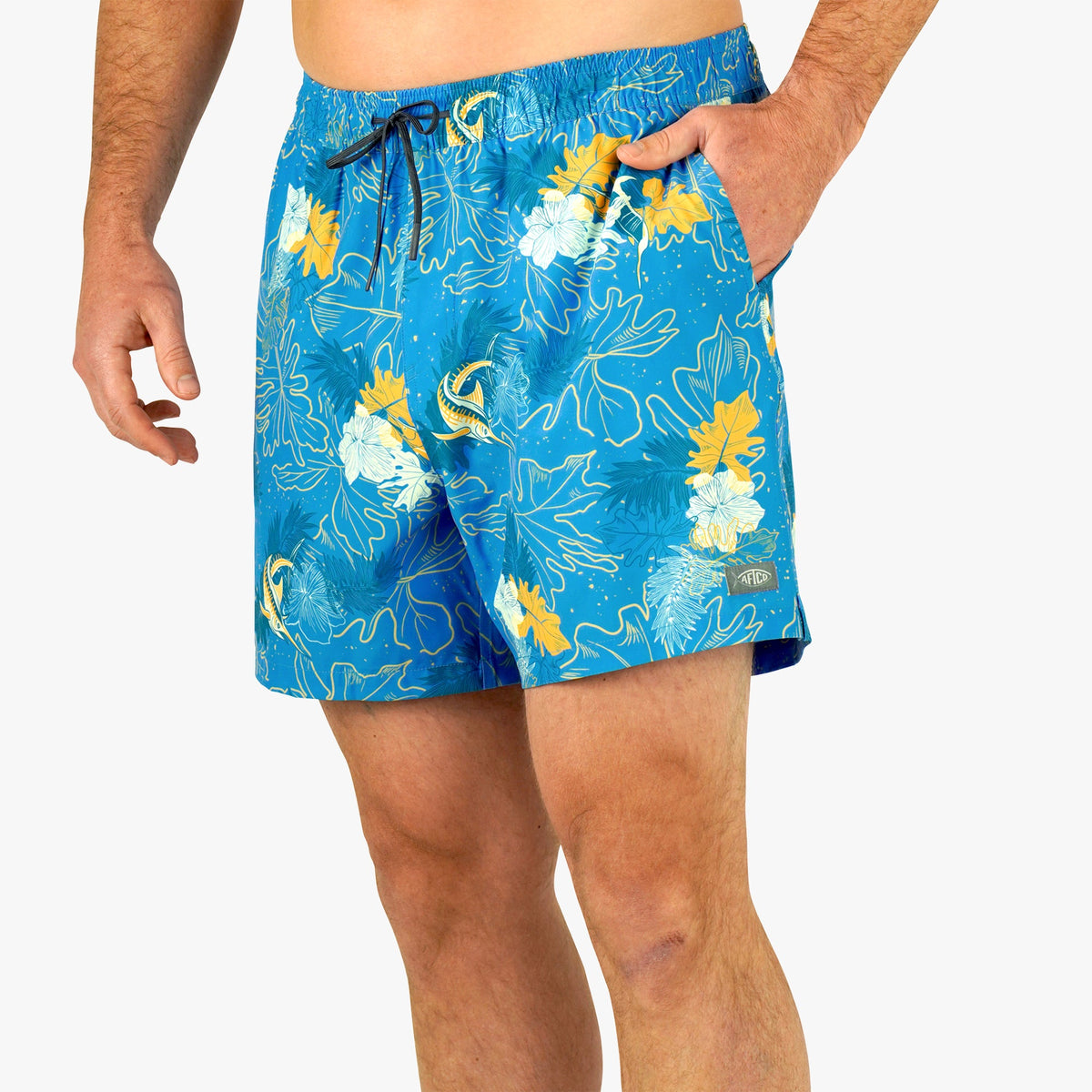 Mens AFTCO Strike Printed Swim Trunks