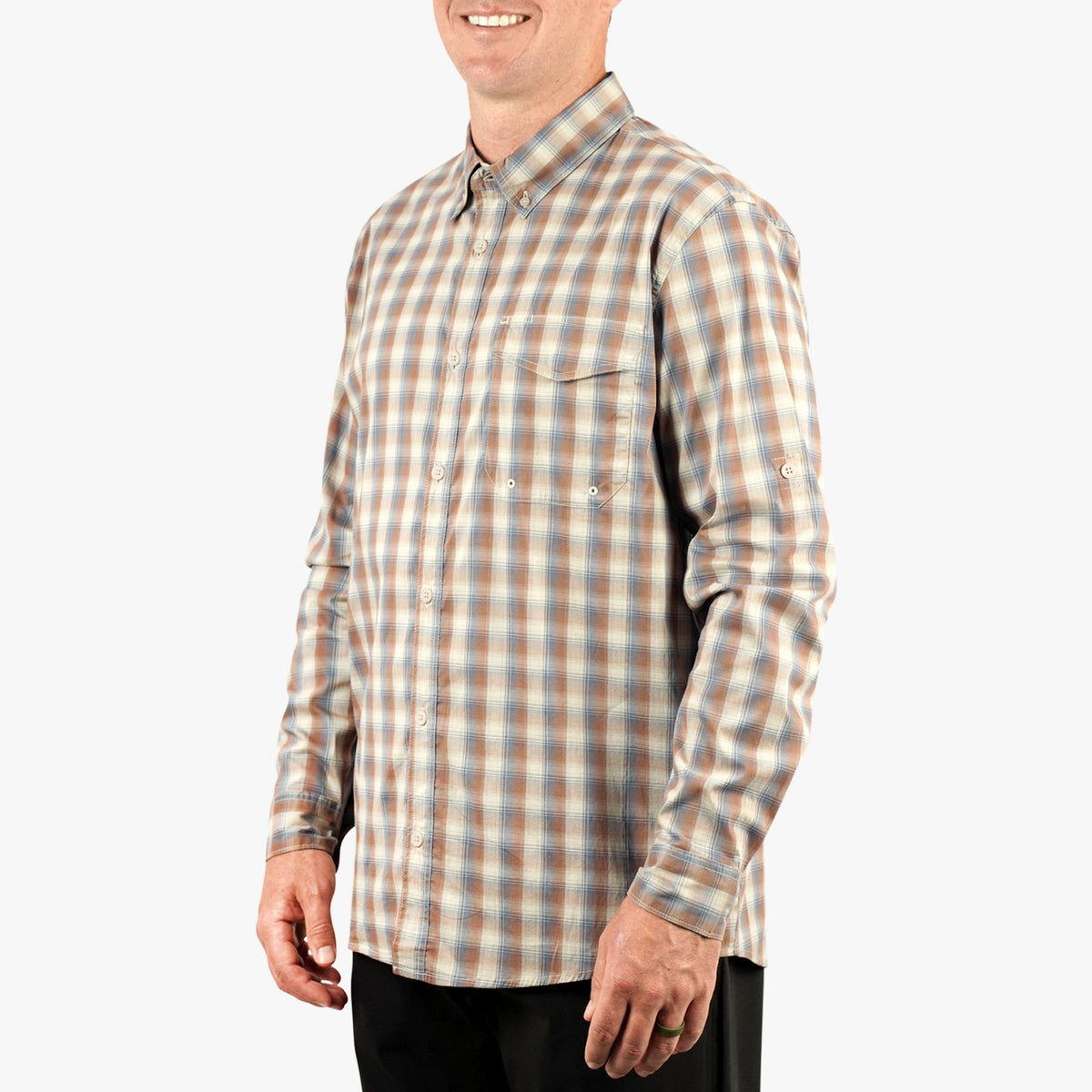 Mens AFTCO Portside LS Button Down Fishing Shirt