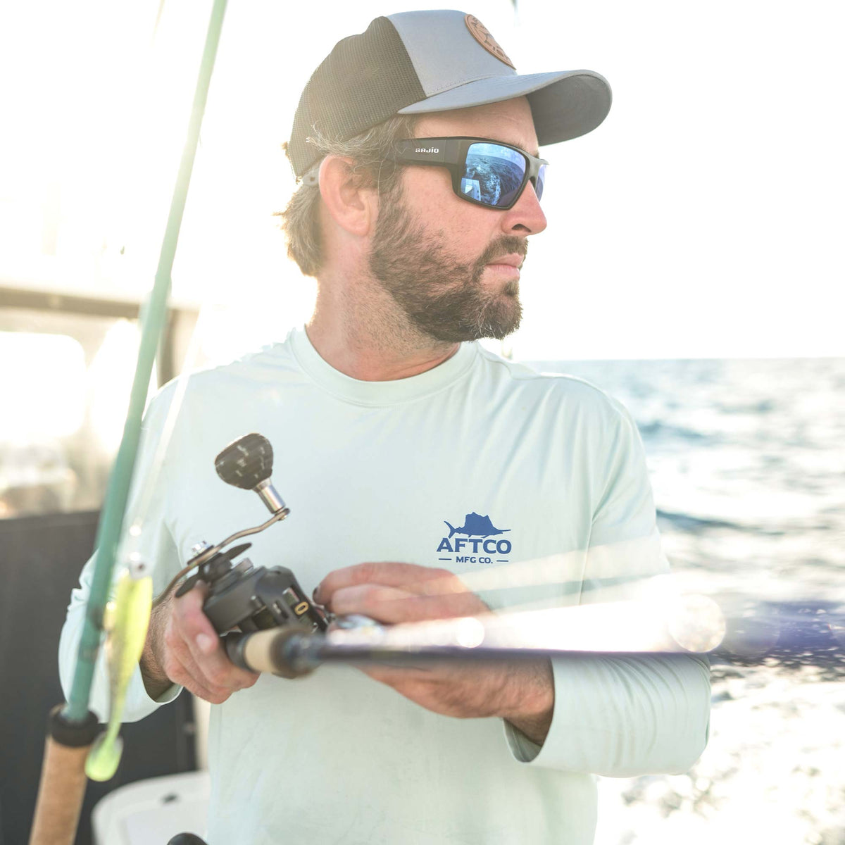 Mens AFTCO Summertime UVX LS Sun Protection Fishing Shirt