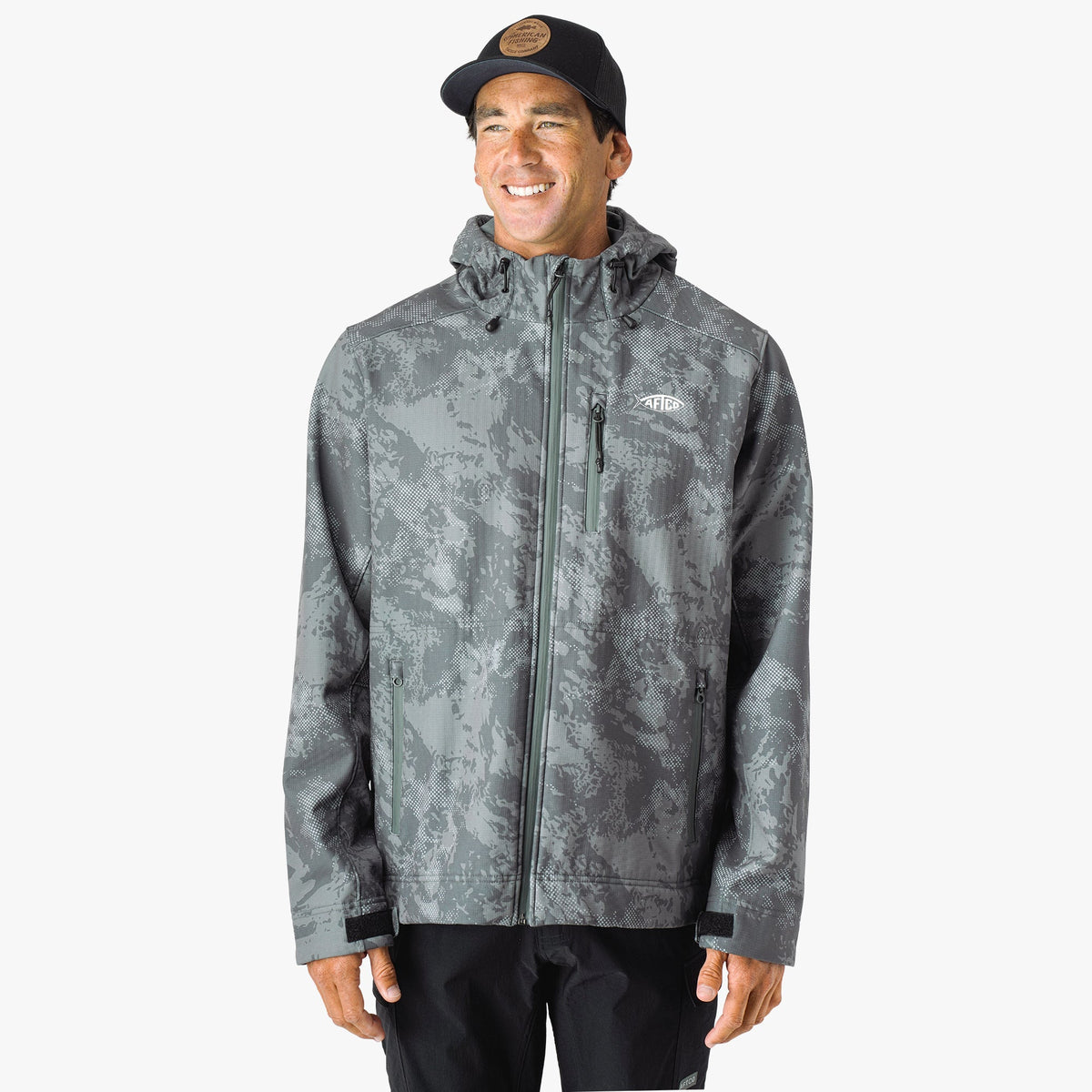 Mens AFTCO Reaper Tactical Zip Up Camo Softshell Jacket