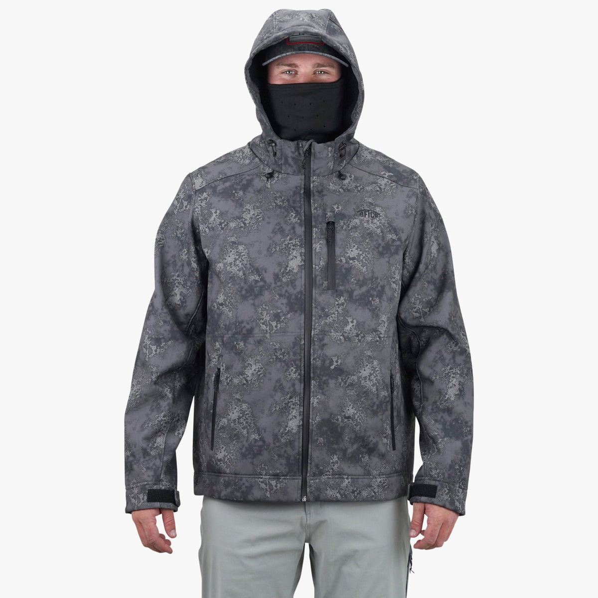 Mens AFTCO Reaper Tactical Zip Up Camo Softshell Jacket