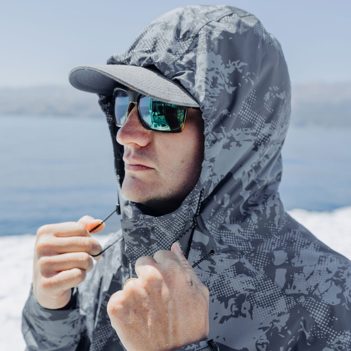 Mens AFTCO Crossing Printed Camo Fishing Jacket