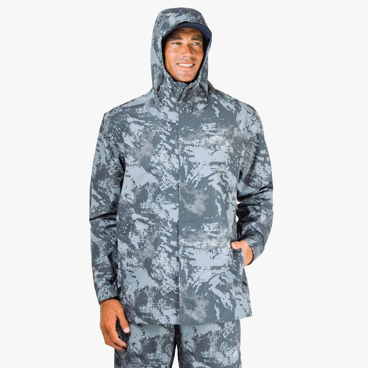 Mens AFTCO Crossing Printed Camo Fishing Jacket