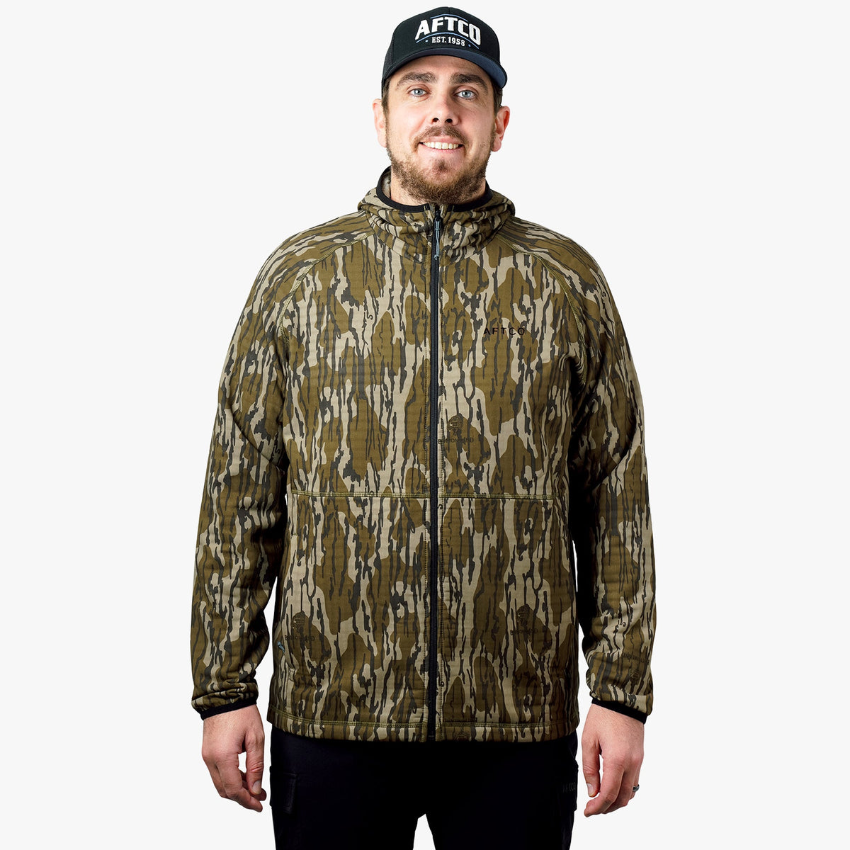 Mens AFTCO ArmourLoft Mossy Oak Full Zip Fishing Hoodie