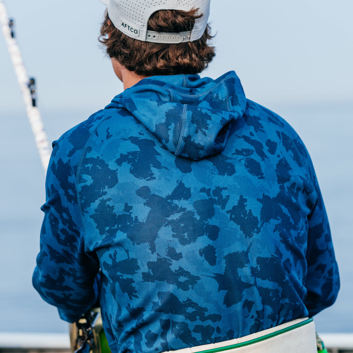 Mens AFTCO Coastal Layer Printed Camo Fishing Hoodie