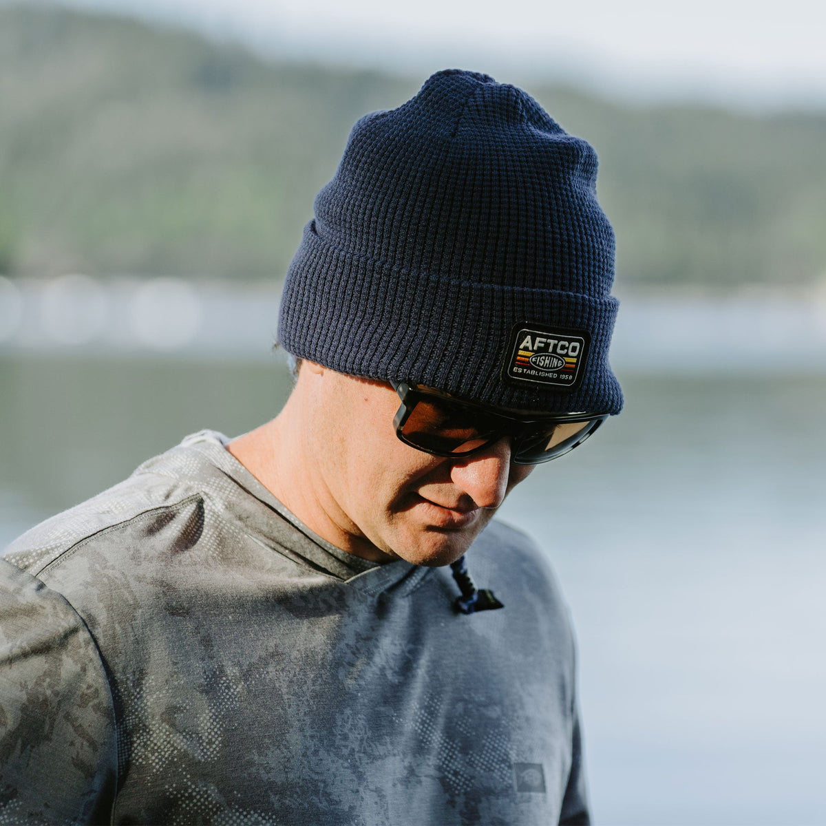 Mens AFTCO Chevron Waffle Fishing Beanie