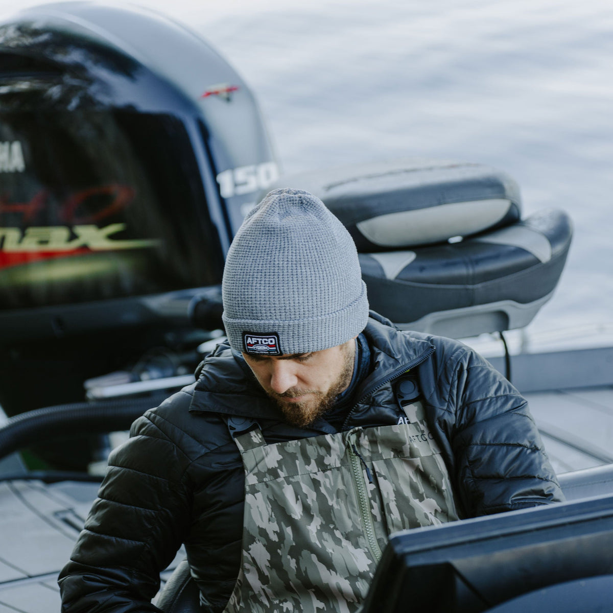 Mens AFTCO Chevron Waffle Fishing Beanie