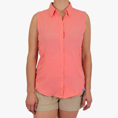 Womens AFTCO Women's Wrangle Sleeveless Button Down Shirt