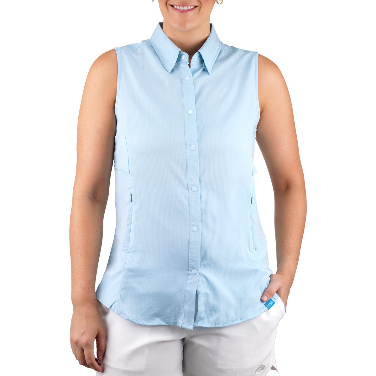 Womens AFTCO Women's Wrangle Sleeveless Button Down Shirt