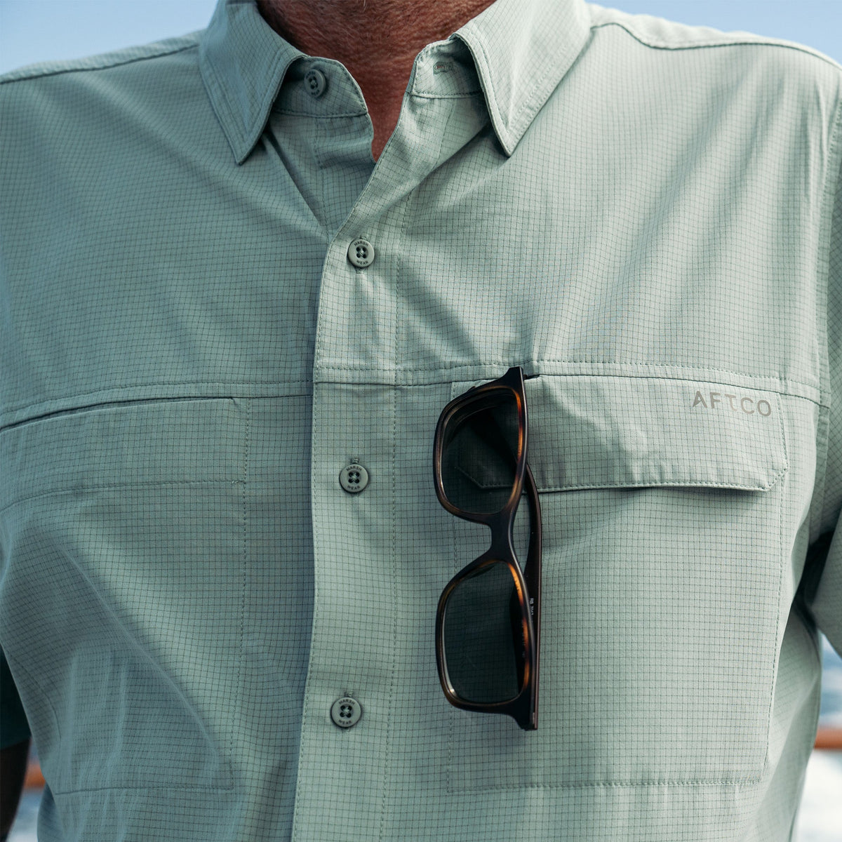 Mens AFTCO Air O Mesh Printed SS Button Down Fishing Shirt