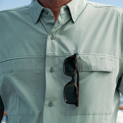 Mens AFTCO Air O Mesh Printed SS Button Down Fishing Shirt