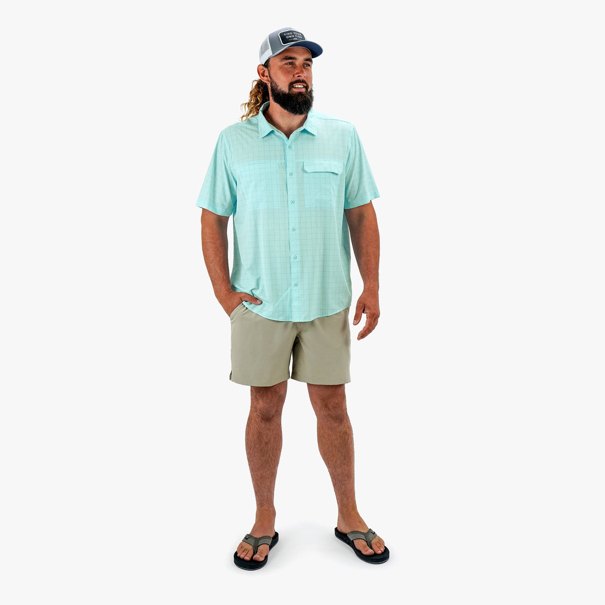 Mens AFTCO Air O Mesh Printed SS Button Down Fishing Shirt