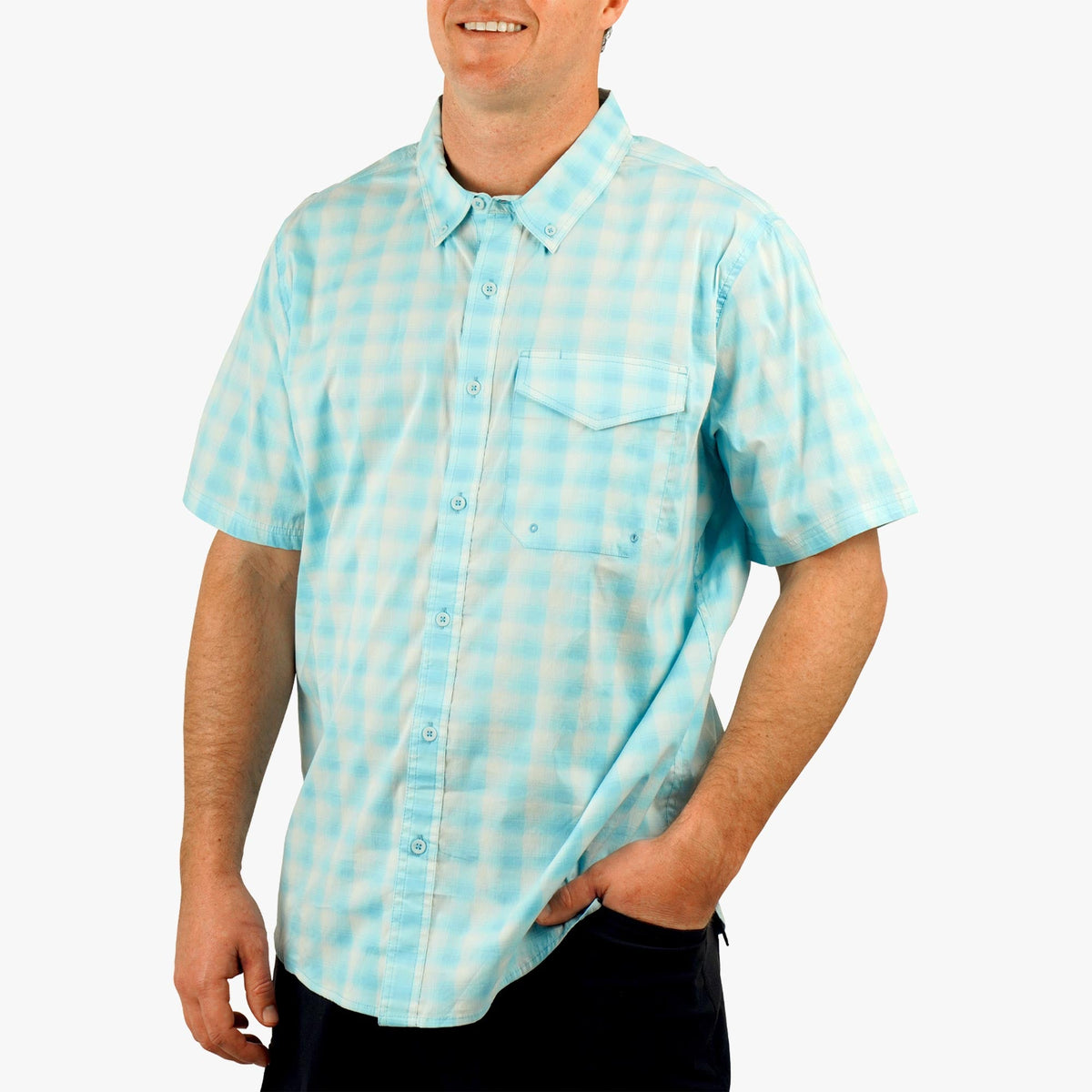 Mens AFTCO Portside SS Button Down Fishing Shirt