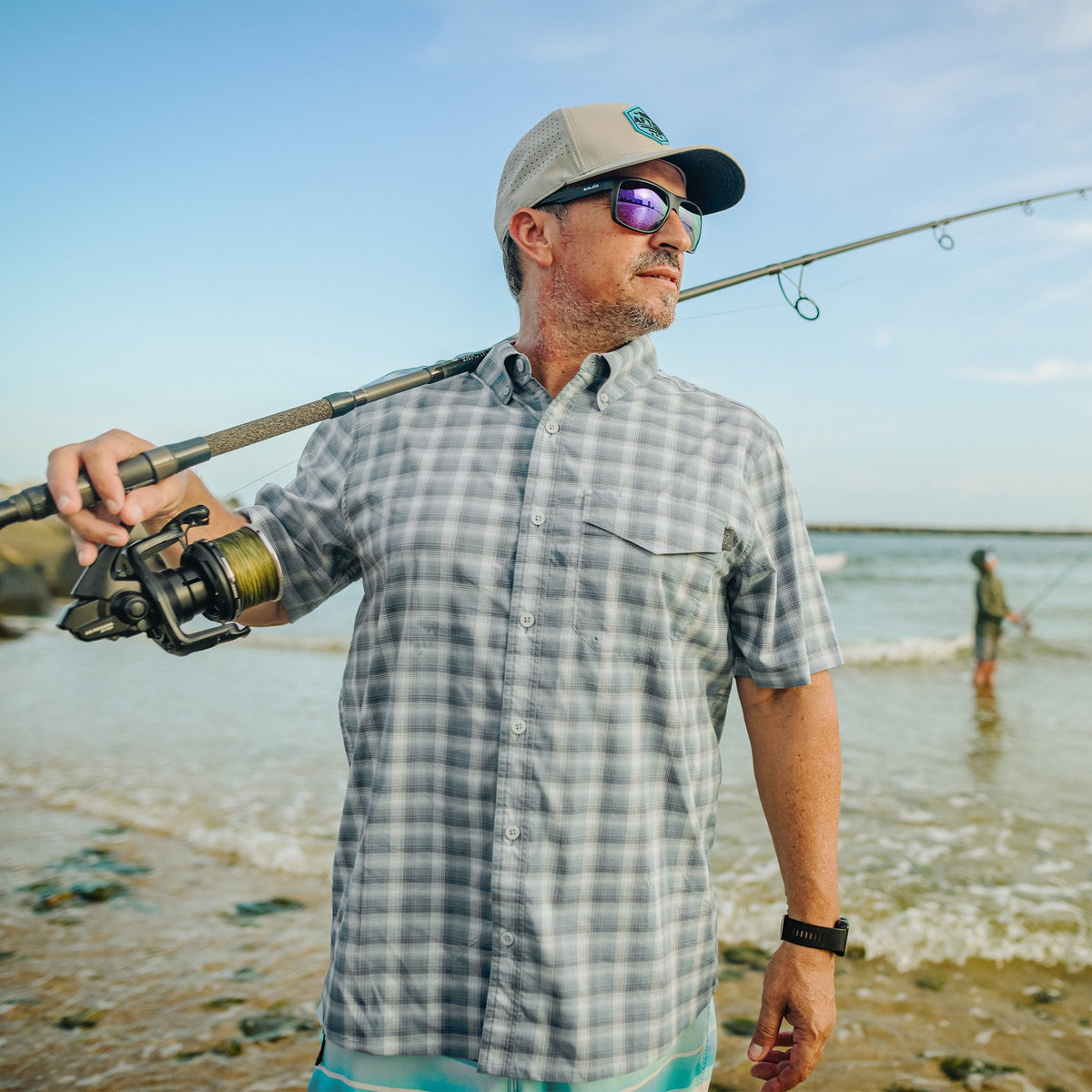 Mens AFTCO Portside SS Button Down Fishing Shirt