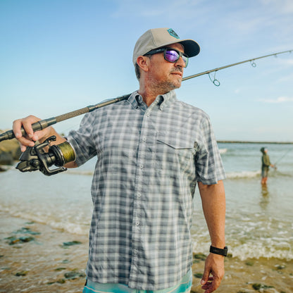 Mens AFTCO Portside SS Button Down Fishing Shirt
