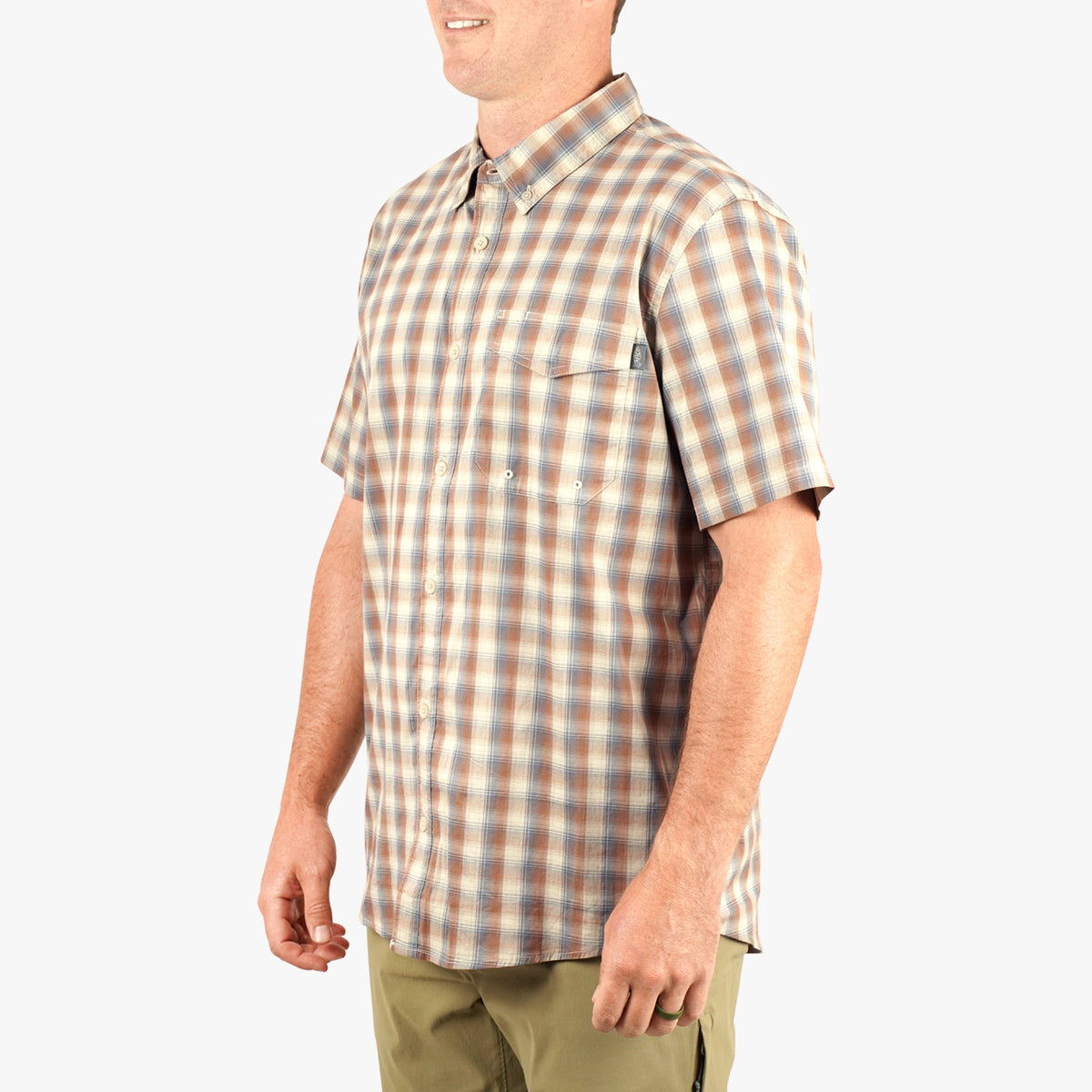 Mens AFTCO Portside SS Button Down Fishing Shirt