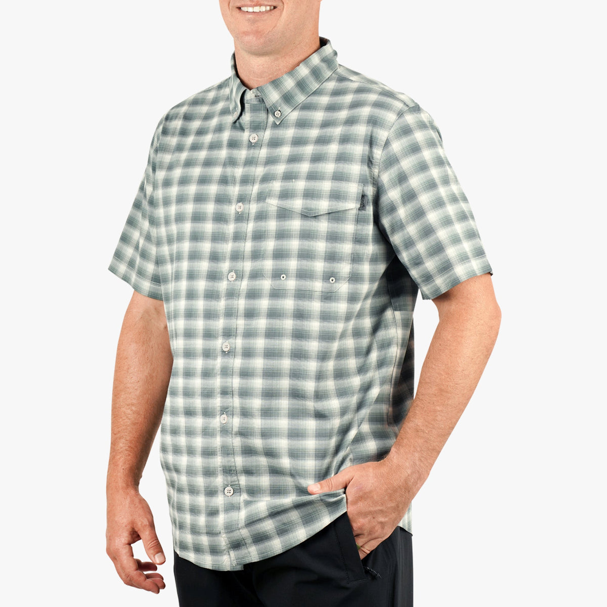 Mens AFTCO Portside SS Button Down Fishing Shirt