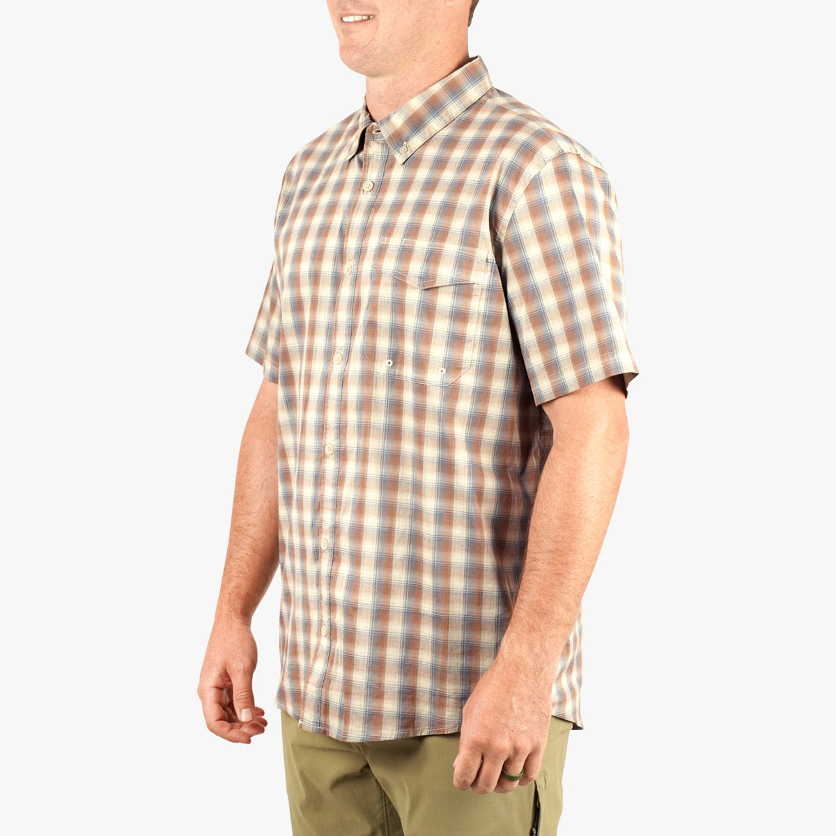 Mens AFTCO Portside SS Button Down Fishing Shirt