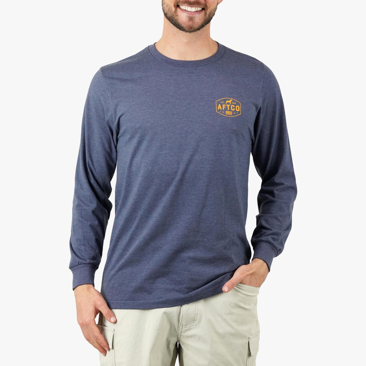 Mens AFTCO Best Friend Long Sleeve Fishing T-Shirts