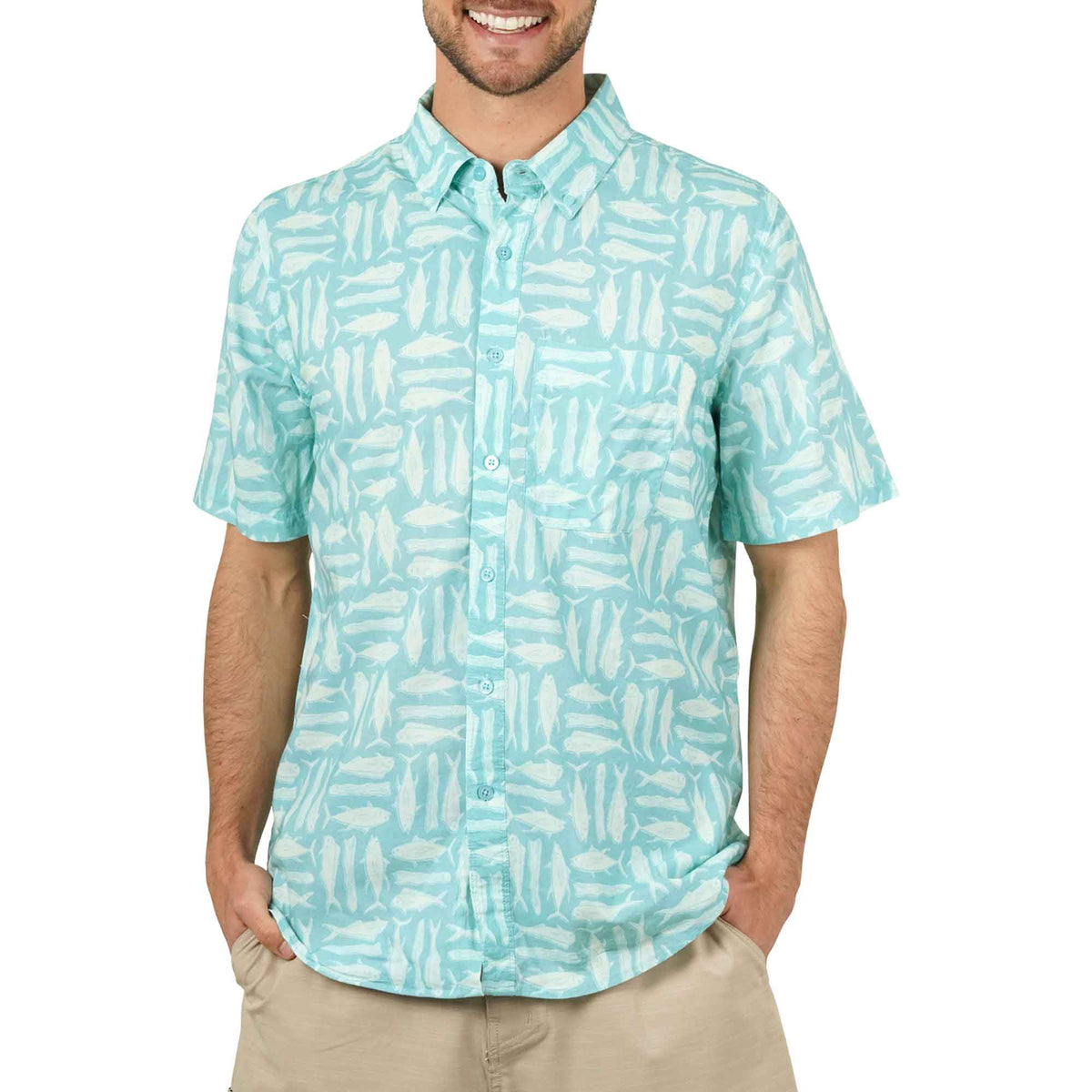 Mens AFTCO Boatbar SS Button Down Fishing Shirt