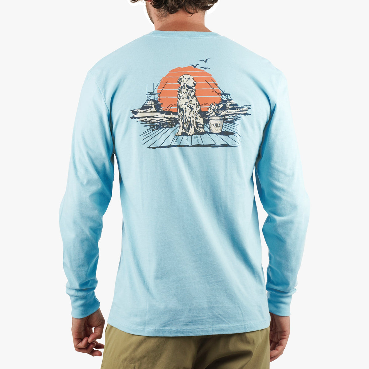 Mens AFTCO Bucket Long Sleeve Fishing Tee Shirt