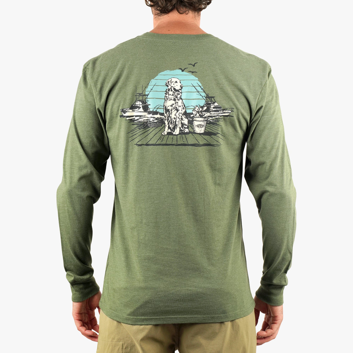 Mens AFTCO Bucket Long Sleeve Fishing Tee Shirt